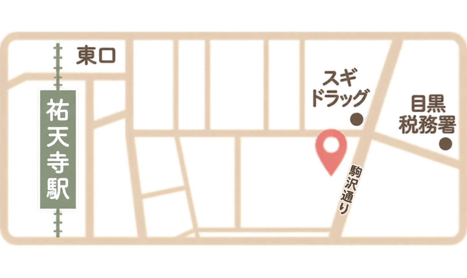 祐天寺駅東口からPosiFitまでの周辺案内図